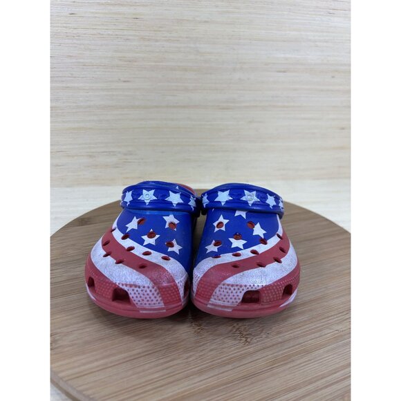 Crocs Classic American Flag Red White Blue Comfort Clogs Childrens Size 13 - Picture 2 of 8